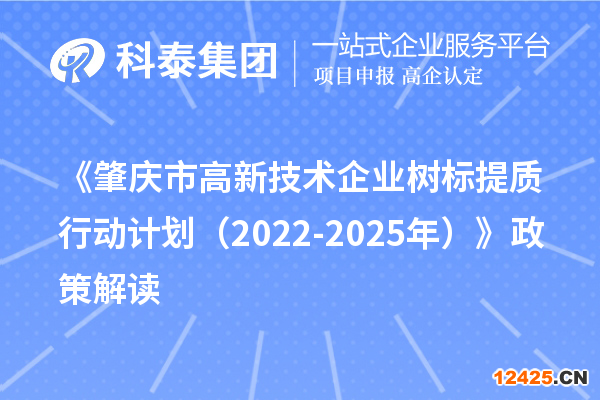 《肇慶市高新技術(shù)企業(yè)樹(shù)標(biāo)提質(zhì)行動(dòng)計(jì)劃（2022-2025年）》政策解讀