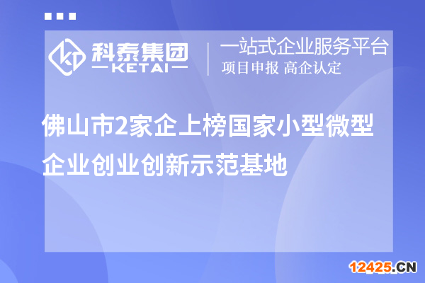 佛山市2家企上榜國家小型微型企業(yè)創(chuàng)業(yè)創(chuàng)新示范基地