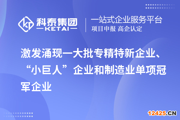 激發(fā)涌現(xiàn)一大批專精特新企業(yè)、“小巨人”企業(yè)和制造業(yè)單項(xiàng)冠軍企業(yè)