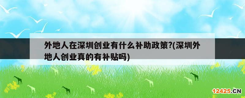 外地人在深圳創(chuàng)業(yè)有什么補助政策?(深圳外地人創(chuàng)業(yè)真的有補貼嗎)